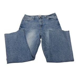 Kensie Jeans The Savannah High Rise Flare Ankle Blue Denim Raw Hem Size 14/32